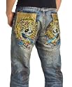 Ed Hardy Electric Yellow Rhinestone Skull Jeans
