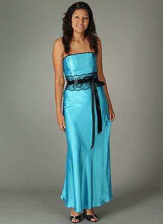 Strapless Floral Lace Sheath MED TURQ