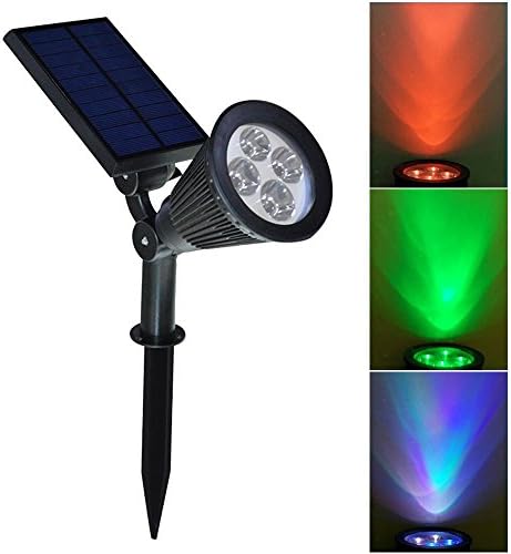 [3rd Generation] 200lumens 4LED Solar Spotlight Auto Color Changing ,Dusk to Dawn Sensor,waterproof Wall Path Light