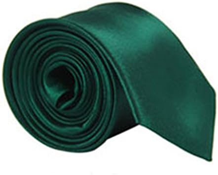 Uniquetrade Men's Satin 2 inches Skinny Necktie (Blackish Green)