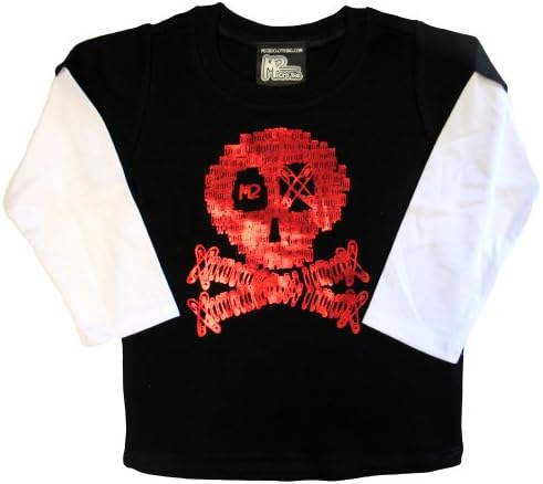 Micro Me Double Layer Shirt Pin Skull - Black, 12 Months