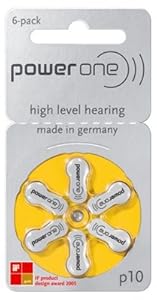 Hearing Aid Battery Powerone size 10 made in Germany Genuine 60 Pack