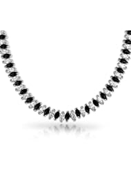Bling Jewelry 925 Silver Marquise Onyx Color CZ Tennis Necklace 18in