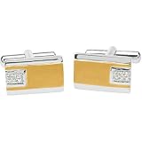 14K Two-Tone Gold Diamond Cufflinks - 0.16 Ct.