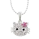 Celebrity Hello Kitty Pink Cz Diamond Rhodium Teen Pendant