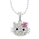 Celebrity Hello Kitty Austrian Pink Crystal Rhodium Teen Pendant