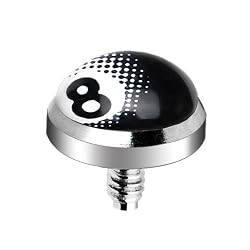 Surgical Steel Internally Threaded 8 Ball Logo Dermal Anchor Top