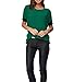 Womens Short Sleeve Cotton Shirts Round Neck Casual Loose Fit Tee Tops T Shirts Green-XL
