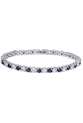 10.00 Ct Round Cut Blue Simulated Sapphire and Zirconia Tennis Bracelet 7"