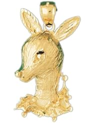Dazzlers Solid 14k Gold Gazelle Head Charm Pendant Available in three colors from jewelsberry (weights: 12.5 grams only)