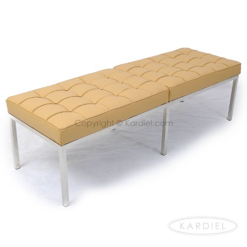 Kardiel Florence Knoll Style Bench 3 Seater, Oxford Fawn Genuine Leather Kardiel Florence Knoll Style Bench 3 Seater, Oxford Fawn Genuine Leather