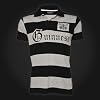Guinness Black Grey Stripe Cut and Sew Polo