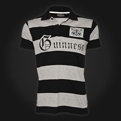 Guinness Black Grey Stripe Cut and Sew Polo