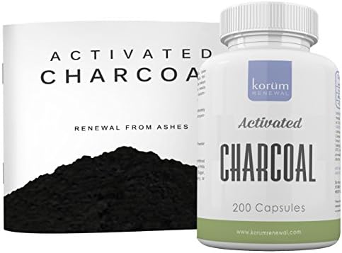Activated Charcoal Capsules - 200 Capsules. Reduces Gas and Bloating - Natural Detox - Open to Create a Face Mask or Natural Teeth Whitener.