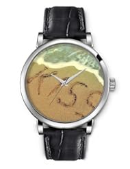 SPRAWL Aanalog Fashion Series Silver Ladies Watches of Genuine Black Leather Strap,Unique Wrist Watch for Women Girls Designed with Kiss