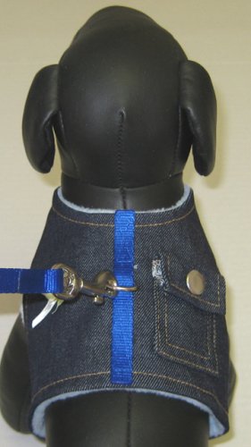 Blue Denim Jean Soft Dog/Cat Harness/Leash Combo *Medium*