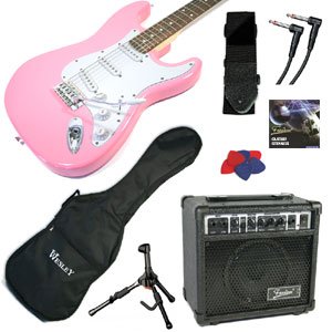 PROFESSIONALLY SET-UP - PINK ELECTRIC GUITAR AMPLIFER STARTER PACKAGE