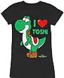 Nintendo I Heart Love Yoshi Black Juniors T-Shirt Tee