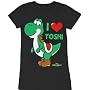 Nintendo I Heart Love Yoshi Black Juniors T-Shirt Tee