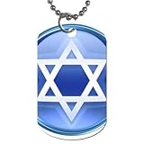2 Sided Dog Tag of Jew Round Blue Jewish Star of David Hanukkah