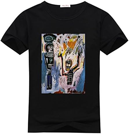 Junjiexr Diy Men's Cotton Tops Custom Jean Michel Basquiat Fashion O-neck T-shirts Medium Black