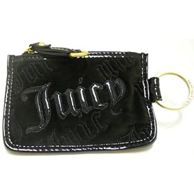 Juicy Couture Black Velour Charming Juicy Key Chain Purse