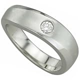 0.20 Ct. Round Brilliant Cut Diamond, 14K White Gold. Diamond Solitaire Men's Ring