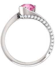 10K White Gold 6.00mm Round Cut Pink Sapphire and Diamond Ring -- LIFETIME WARRANTY