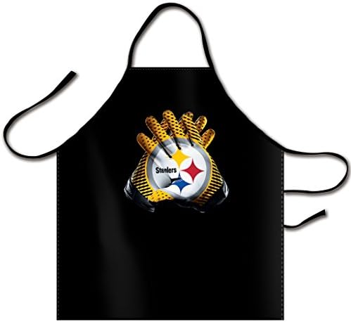 Kaylin Gloves Printed Clap For Pittsburgh Steelers Logo Bib Apron Canvas Chef Apron Cooking Apron Professional Apron for Cooking, Grill and Baking 32-Inch Length by 28-Inch Width