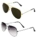 Sheomy Combo Of Stylish Black White Aviator And Golden Green Aviator Sunglasses With 2 Box RS.399.00