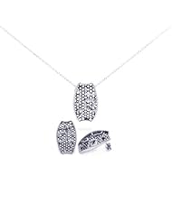 Nickel Free Sterling Silver Pendant & Earring Sets Mesh With Flower Design Set