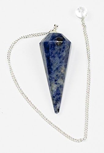 Natural 12 Faceted Gemstone Crystal Pendulum (Lapis)