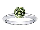 0.65 cts Genuine Green Sapphire Solitaire Engagement Ring - 14kt White or Yellow Gold