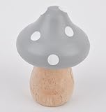 Pilz Fliegenpilz Deko Objekt Holz Xmas Herbst Weihnachten (9x6x6cm, Grau)