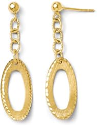 14k Yellow gold Leslies Diamond cut and Satin Post Dangle Earrings