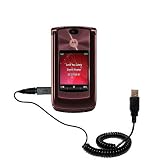 Coiled Power Hot Sync and Charge USB Data Cable w/ Tip Exchange for the Motorola MOTORAZR2 V9 - Gomadic Brand