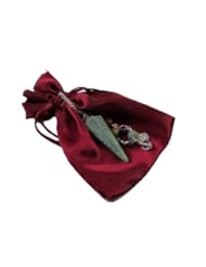 Ruby Zoisite Gemstone Chakra Pendulum with Chakra Beads on a 6" Silver Chain, with Satin Pouch, Instruction Leaflet with Oracle Chart
