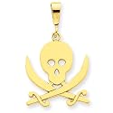 14k Gold Skull & Pirate Swords Pendant