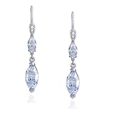 Sterling Silver Cubic Zirconia Double Marquise-Shaped Drop Earrings by Cheline
