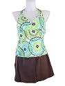 Womens Plus Size Tankini Skirtini Swimsuit, St Tropez, Two Piece, Brown/green Print