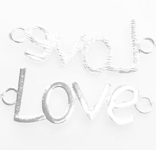 Silver Tone Adjustable Rope Bracelet Connector Link Arch Charms LOVE Letters (25 Pc)