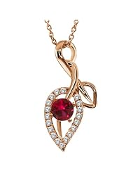 0.86 Ct Round Red Created Ruby 925 Rose Gold Plated Silver Pendant