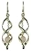 Ladies Silver Open Twisted Drop Earrings With Hanging Pink Stone