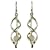 Ladies Silver Open Twisted Drop Earrings With Hanging Pink Stone