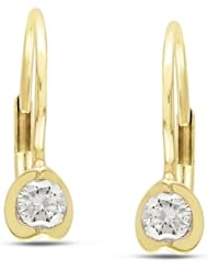 10k Yellow Gold Diamond Leverback Earrings (0.02 Cttw, G-H Color, I2-I3 Clarity)