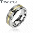 Tungsten Carbide Ring with Gold Striped Groove on the Center