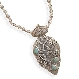 16 Inch+2 Inch Extension Oxidized Bead Necklace with Turquoise Pendant 41w3r27h8gL. SL160 16 Inch+2 Inch Extension Oxidized Bead Necklace with Turquoise Pendant