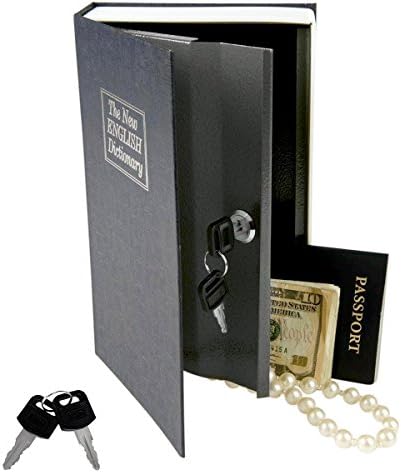 EIOU 9.5 x 6.2 x 2.2 inchesSteel Dictionary Book Diversion Safe with Lock- The Most Realistic Looking Books Safe - Stash your Valuables in Plain Sight! Weed Out Thieves! Perfect for Homes-Black