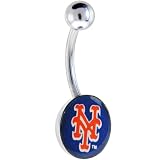 Major League Baseball Logo Curved Belly Ring - New York Mets