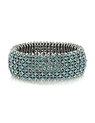 Matte Rhodium Aqua Stretch Bangle Bracelet